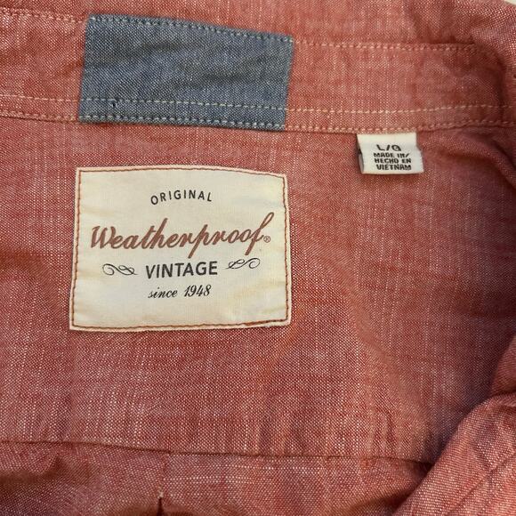 Weatherproof Vintage Men's Shirt SZ L Button Down Variegated Red Long Sleeve - Picture 8 of 9